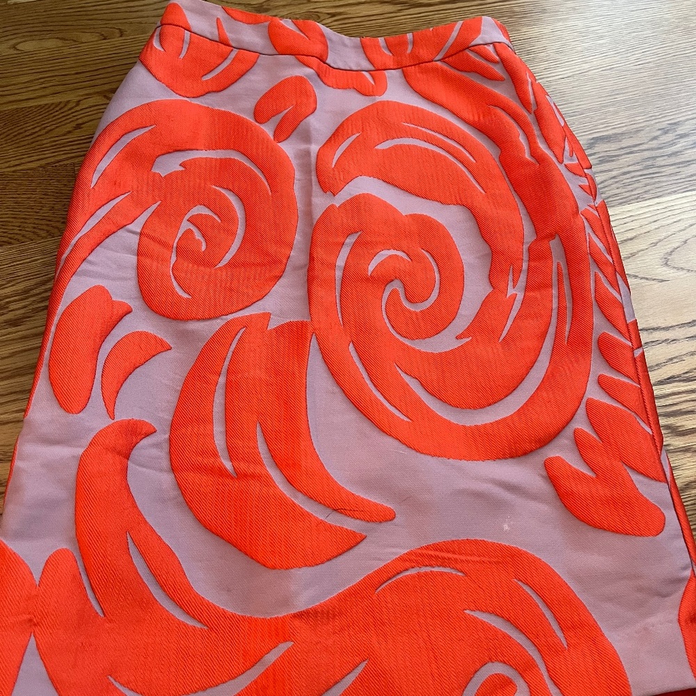 Ann Taylor orange and pink pencil skirt